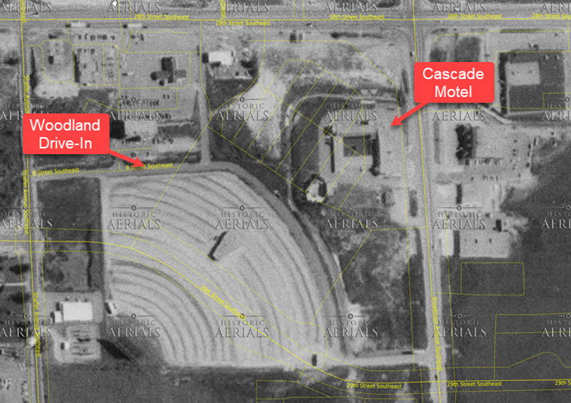 Woodland Drive-In Theatre - 1972 Aerial (newer photo)